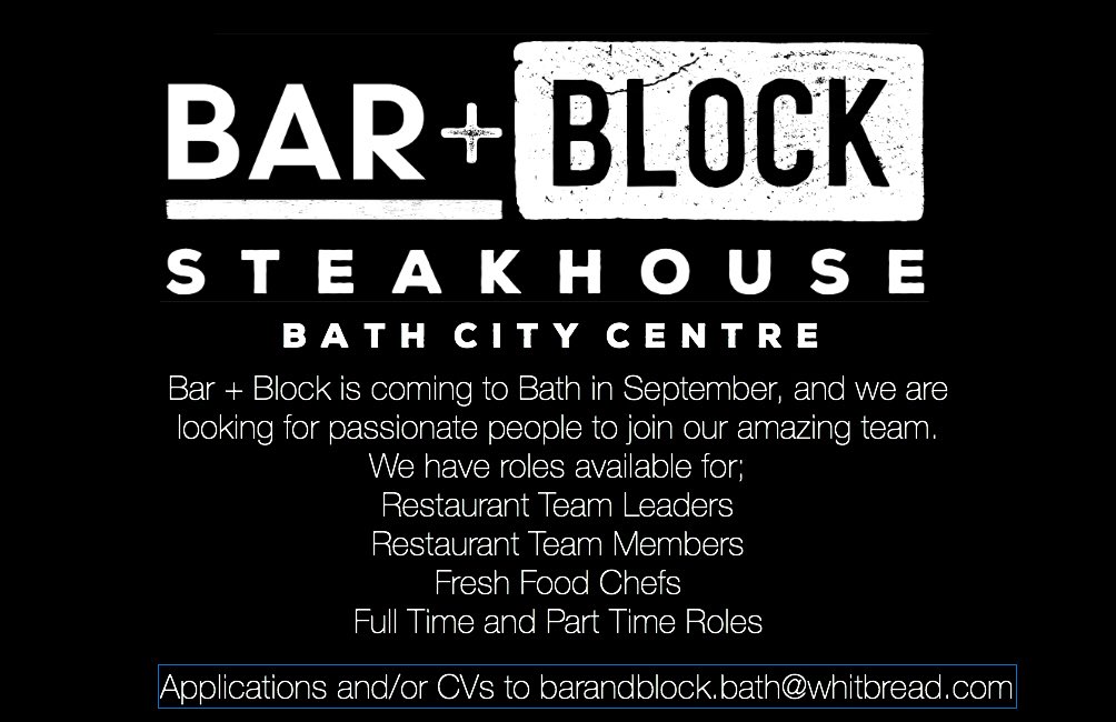 Bar + Block Steakhouse Bath. Opening September. Recruiting Now!