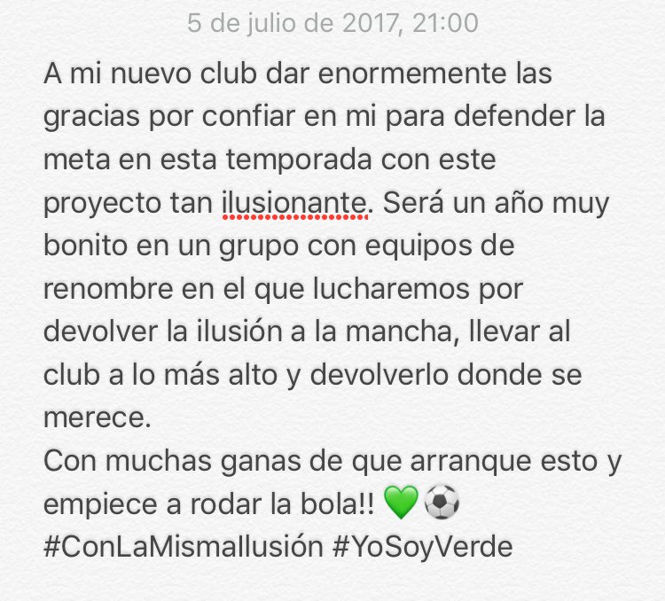 <a href="/atmanchareal/">Atlético Mancha Real</a> ⚽️💚
#ConLaMismaIlusión #YoSoyVerde