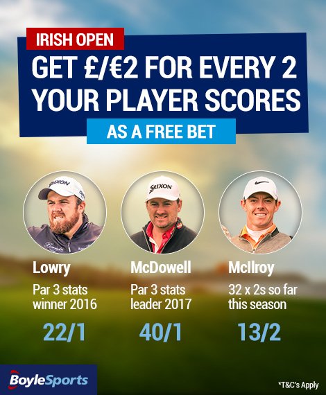 BoyleSports's tweet photo. RT & REPLY
and you could #Win a free €/£50 bet by predicting the winner of the #IrishOpen!
Use #BoyleOpen https://t.co/q55u2CAqVG