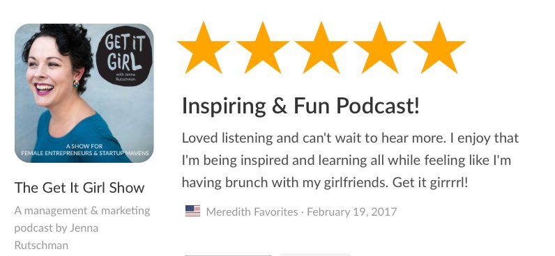 Thank you so much for the review of the show! #ladypreneur #womeninbusiness #podcast