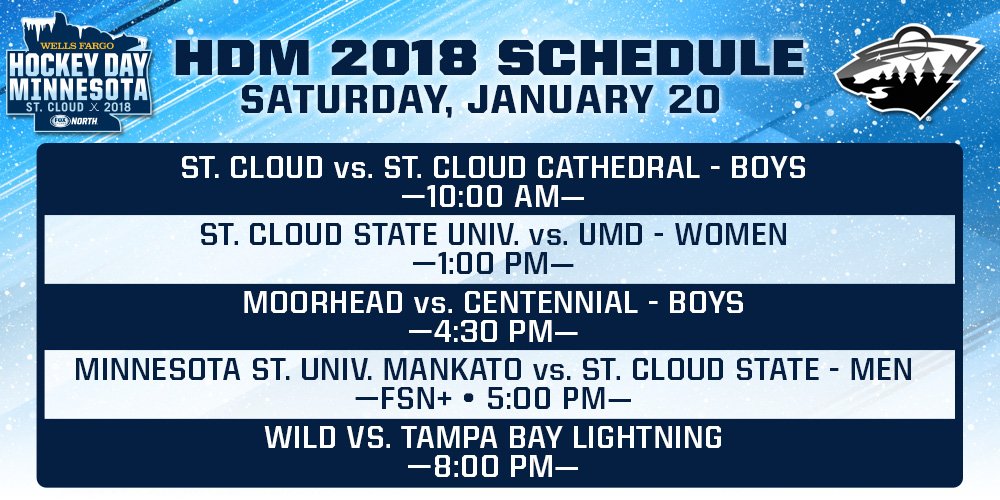 HockeyDayMN's tweet photo. Good news! #HDM2018 presented by @WellsFargo is on January 20, 2018. 

Check out the match-ups &amp; times → https://t.co/WLonFYRPeE https://t.co/8EZr0BaPXO