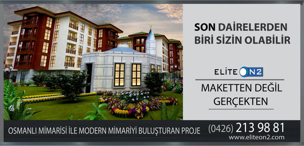 Eliteon2 Sitesi 300 Lüx Mesken (Daire) İle Camisiyle Göz Kamaştırıyor.
SON DAİRELERİ KAÇIRMAYIN. BUYURUN SİTEMİZE GEZİNTİYE BEKLERİZ.