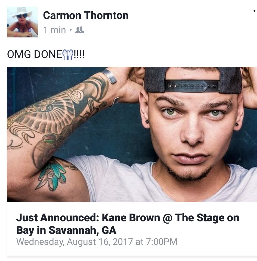 carmonmishelle's tweet photo. OMG, THIS WILL BE LIT🔥💯 @KaneBrown
THE WAIT IS OVER !! #Savannah
#Georgia #August16 https://t.co/pFnY9H0mHf