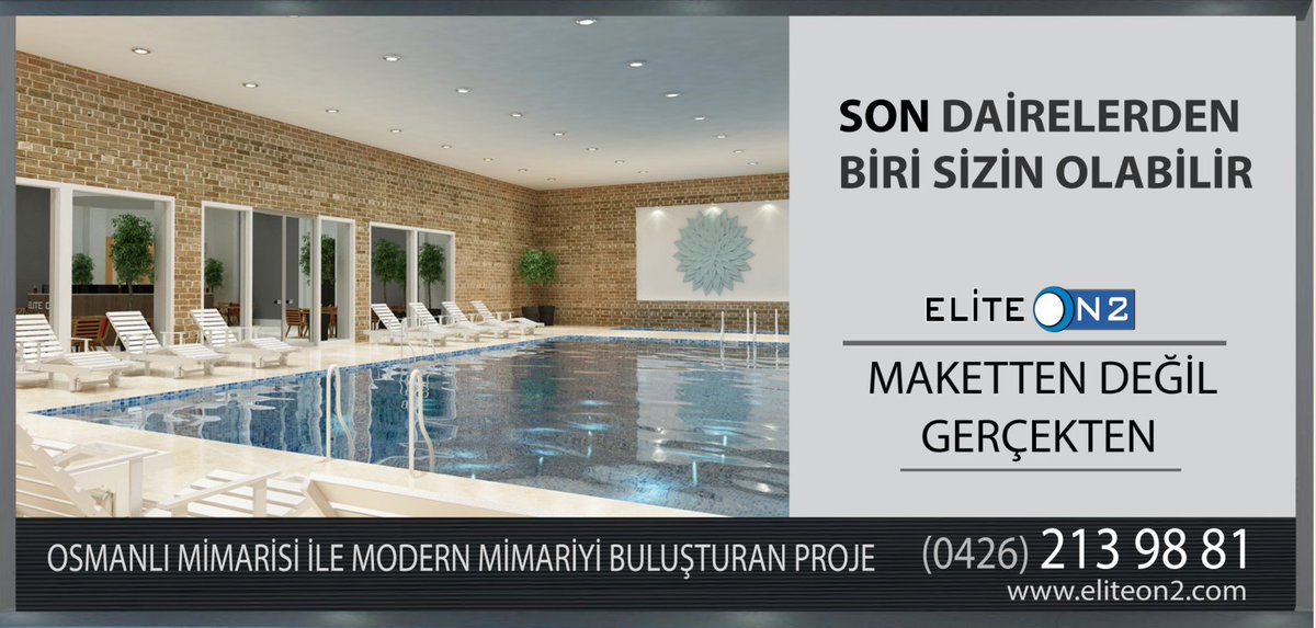 Eliteon2 Sitesi 300 Lüx Mesken (Daire) İle Havuzuyla Göz Kamaştırıyor.
SON DAİRELERİ KAÇIRMAYIN. BUYURUN SİTEMİZE GEZİNTİYE BEKLERİZ.