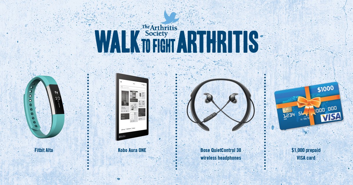 There’s still time to collect donations to help Canadians living with arthritis, and win great prizes for yourself! Win-win.