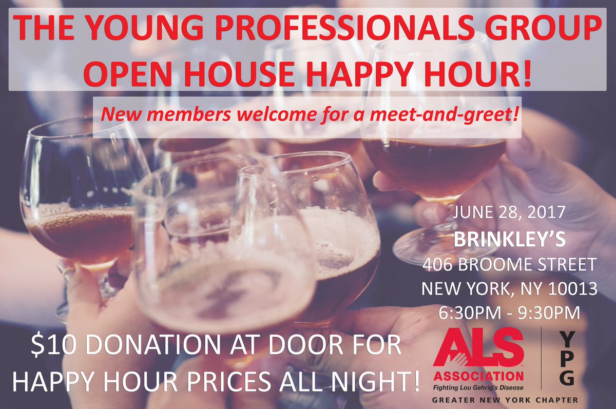 WalktoDefeatALS's tweet photo. Join the ALS YPG for summer @HappyHour where we'll be #drinking &amp; mingling with members new and old @ Brinkleys - all for a good cause. https://t.co/GZxJ9eFMmo