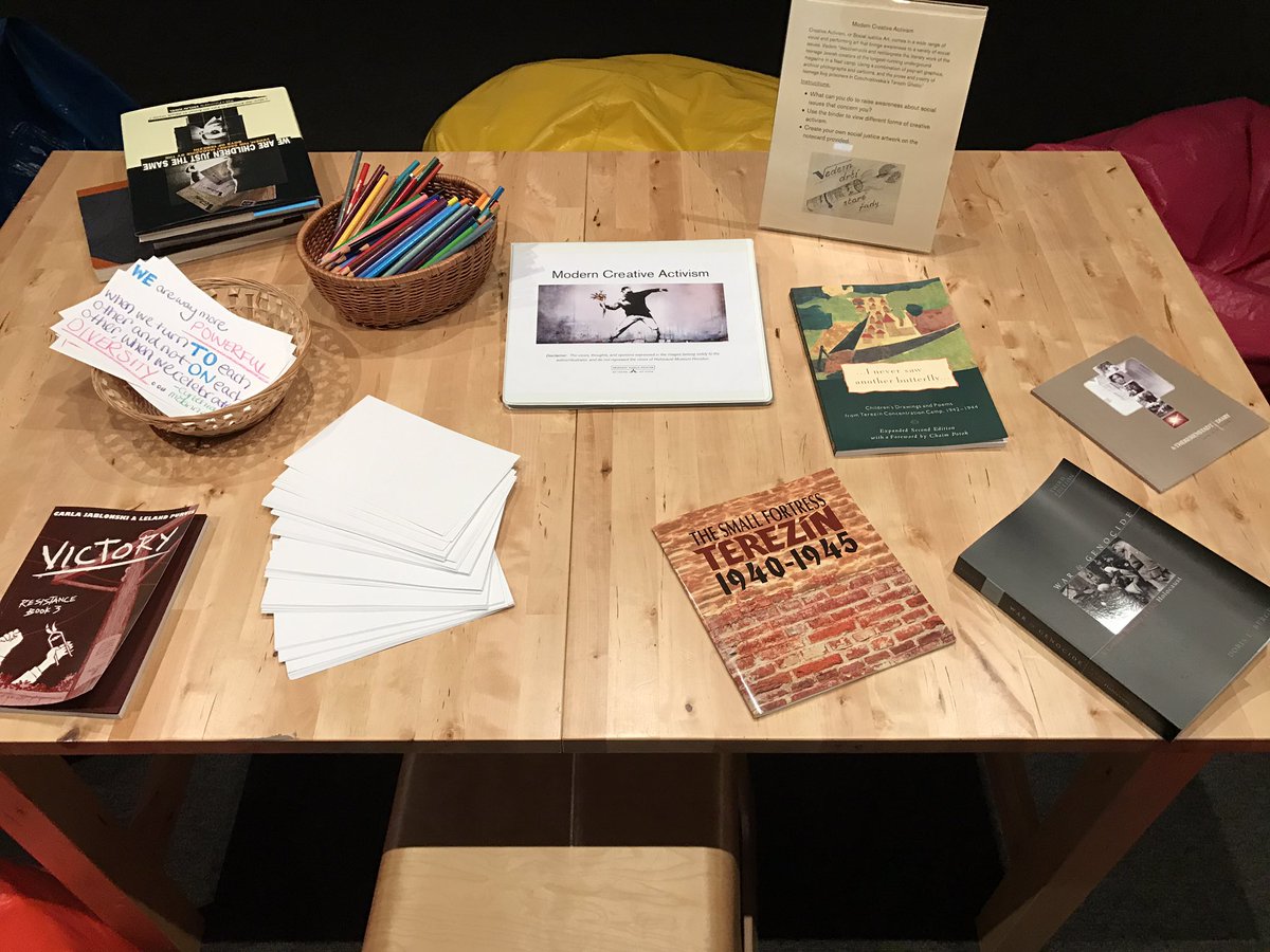 HMHou's tweet photo. As part of "Vedem: The Underground Magazine of The Terezin Ghetto," visitors are invited to create their own social justice artwork. https://t.co/iN7Mu5MBcb