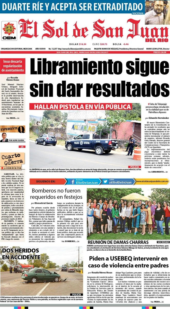 #FelizMiércoles  San Juan del Río
Te invitamos a visitar nuestro sitio y mantenerte informado 🖥    elsoldesanjuandelrio.com.mx