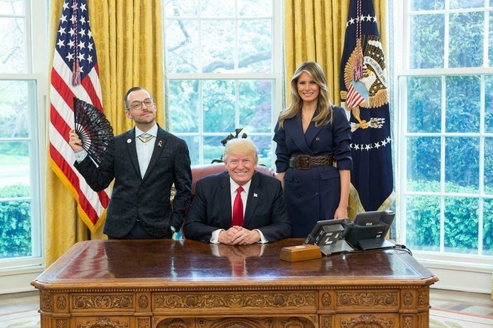YCBAProject's tweet photo. Gay Teacher Of The Year Fans LGBTQ Pride In Viral Photo With Donald Trump #youcanbeanything… https://t.co/CPmvvA3Iga https://t.co/G2pbSHZh0C