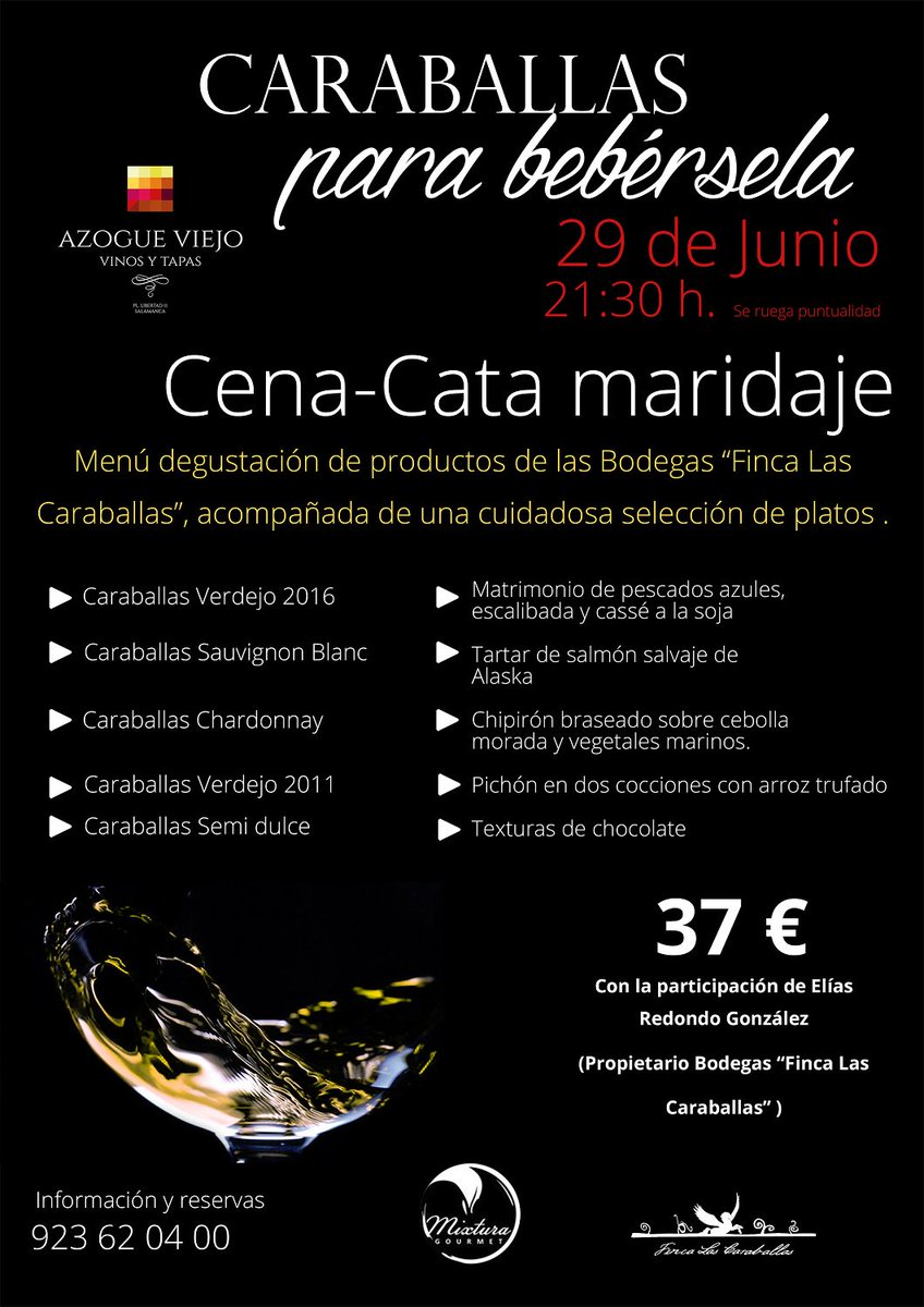 AzogueViejo's tweet photo. Mañana, 29 de junio, podéis pasar una #velada #especial con la #Cena-Cata maridaje que os hemos preparado. ¡Aún estáis a tiempo de asistir! https://t.co/Xx8KZiVPoE