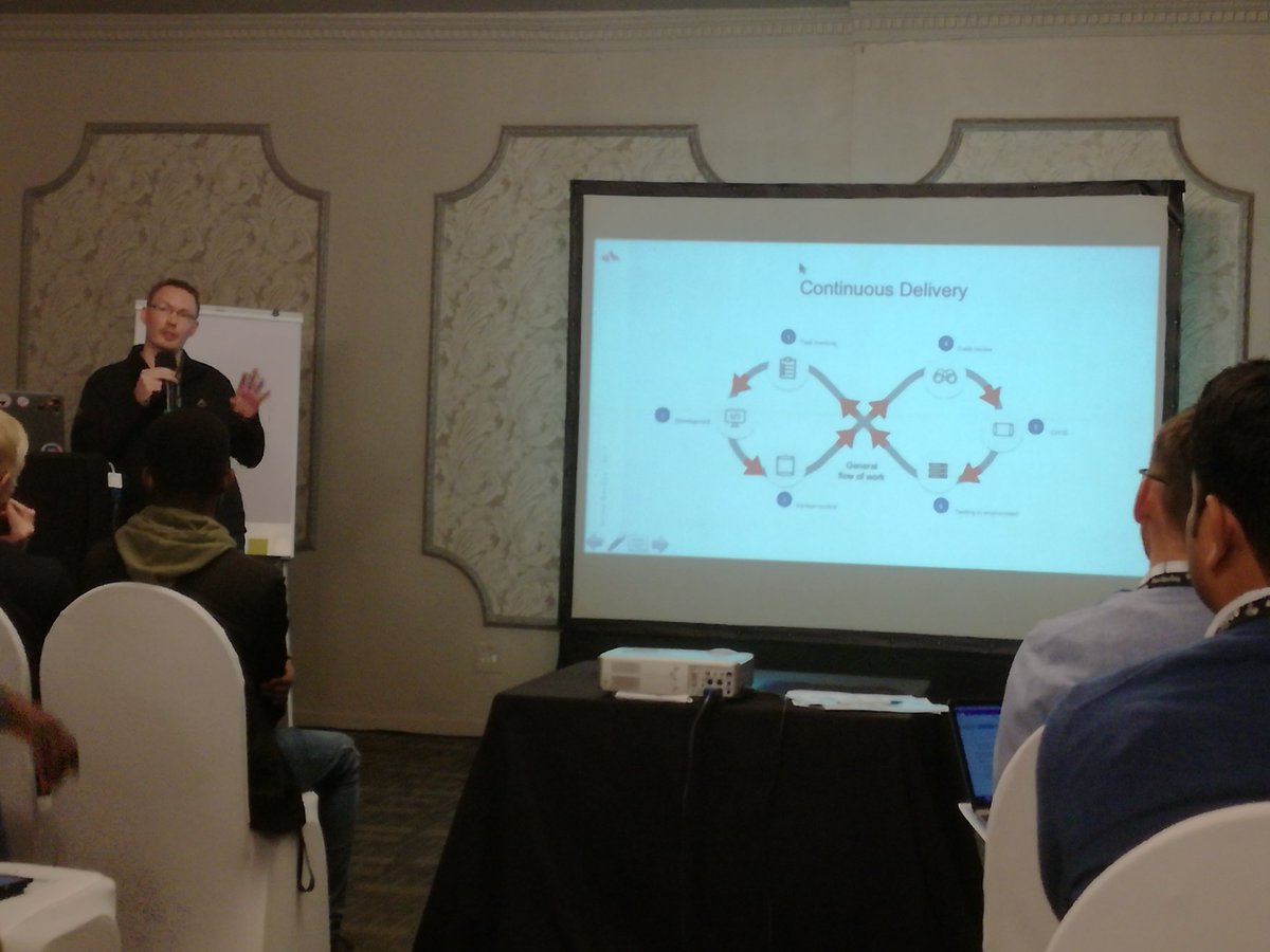 Tester_RSA's tweet photo. Absa reduced their infrastructure provisioning from 6 weeks to 30 minutes using Chef. Impressive! @ThoughtWorksSA  #AfricaDevOpsDay https://t.co/X8y6DmekKE