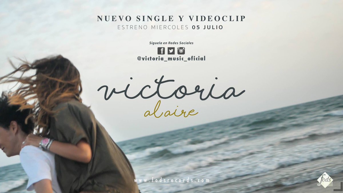 Primer single y videoclip de @_victoria_music "Al Aire".
Estreno X5Julio!
Atentos a nuestro canal Youtube: youtube.com/fodsrecords