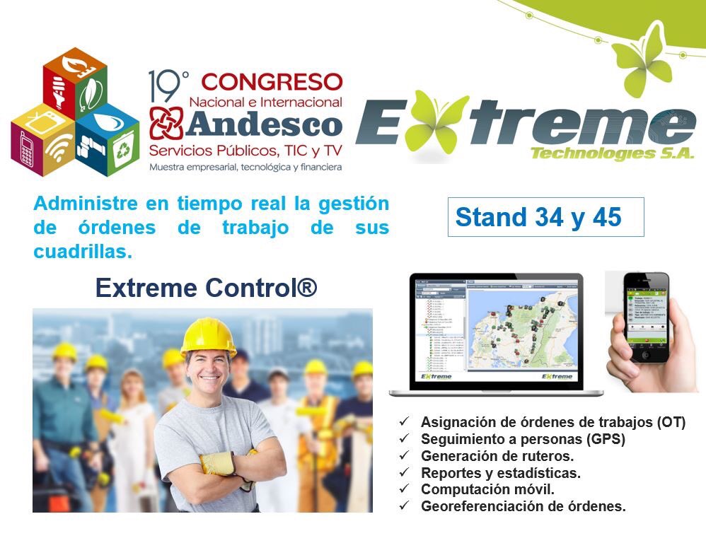 Extreme_Techno's tweet photo. #CongresoAndesco Administre en tiempo real la gestión de órdenes de trabajo de cuadrillas Servicio Público #ExtremeControl®. https://t.co/AuxT9voy0b