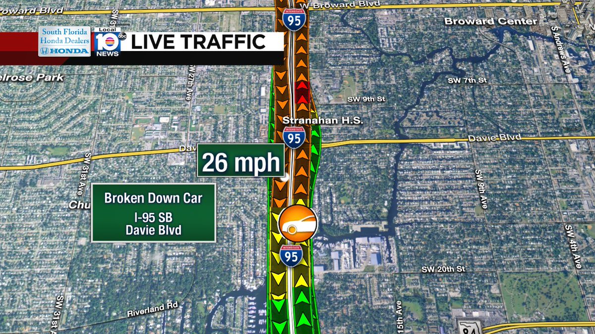 Broken down car on I-95 SB at Davie Blvd #traffic https://t.co/rpsopt73tC