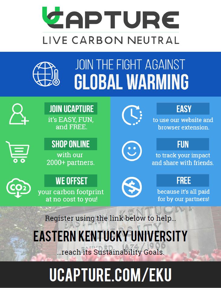 Sustainable_EKU's tweet photo. Hey #EKU we're 2nd place to @GreenPenn in CO2 offsets gained through @U_Capture among its University partners! Sign up now to do your part! https://t.co/W1IshQYILC