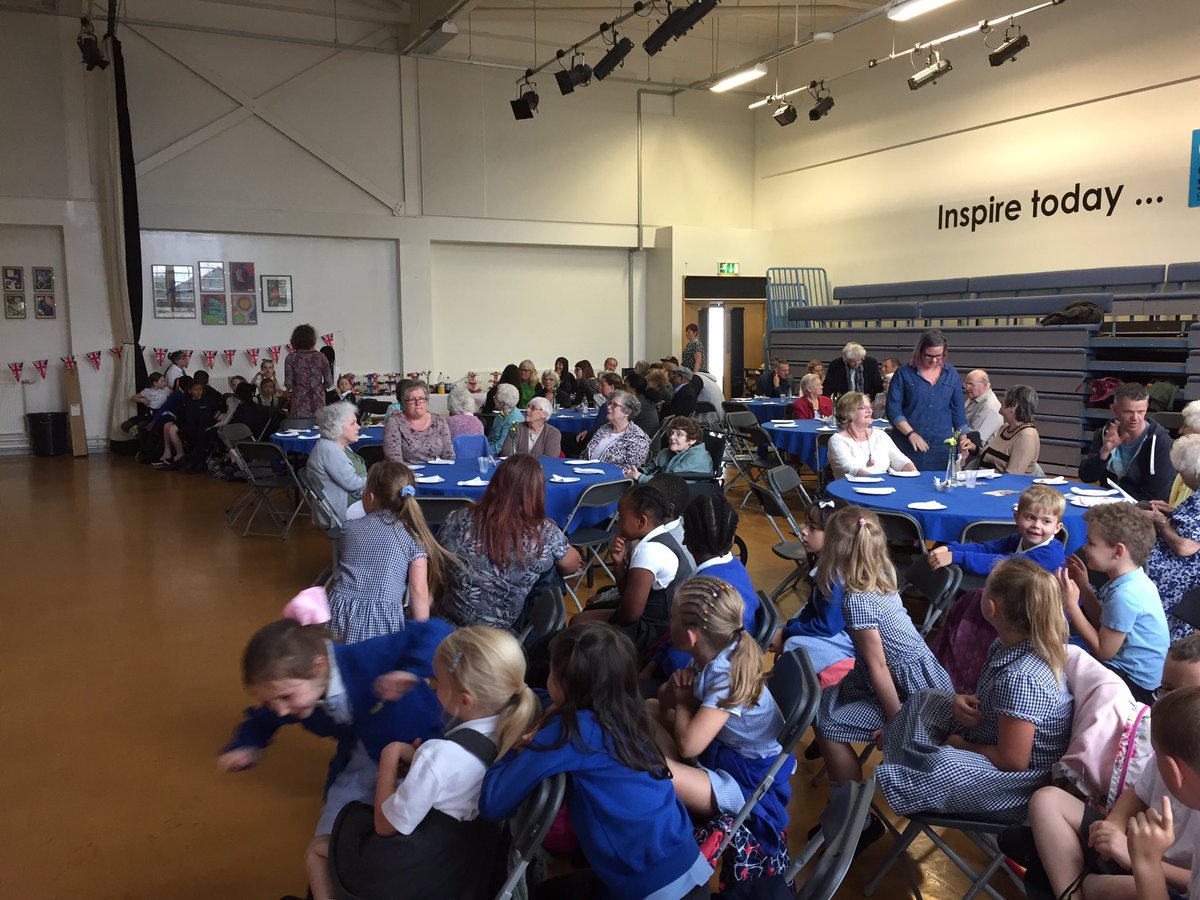 Old and young coming together for afternoon tea to celebrate the life of Jo Cox #GreatGetTogether! <a href="/OrchardSB/">Orchard School Bristol</a> <a href="/FiltonAve/">Filton Ave Primary</a>