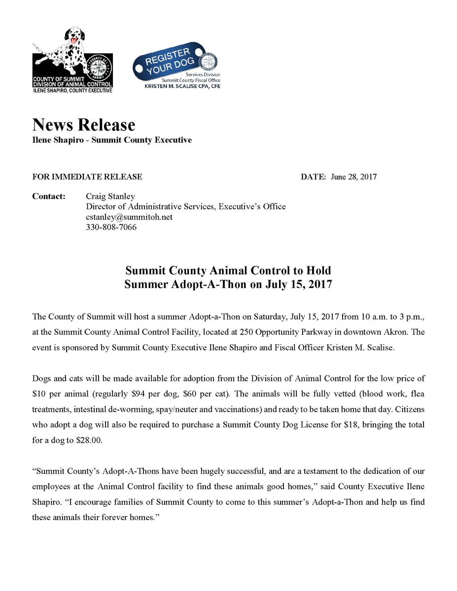 summitforkids's tweet image. Get ready for Summit County Adopt-A-Thon! Take home a fully vetted dog or cat for $10! Saturday, July 15th 10 a.m.- 3 p.m.