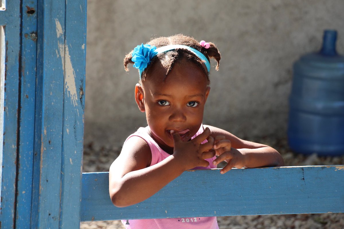 Sunshine sweetie. Waiting for the clinic to open… We see about 20-30 patients / day! #YourDollarsAtWork #ThreeAngelsHaiti #MedicalCare