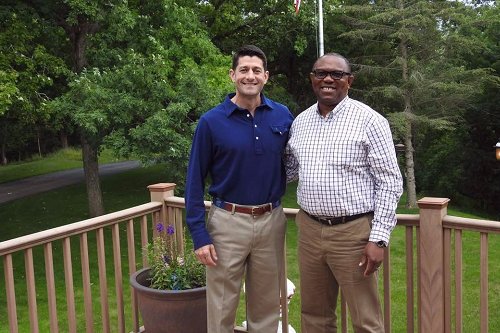 Current Speaker of USA House of Representatives, Paul Ryan meets with the former Governor of Anambra State, Mr. Peter Obi in the USA at the weekend.