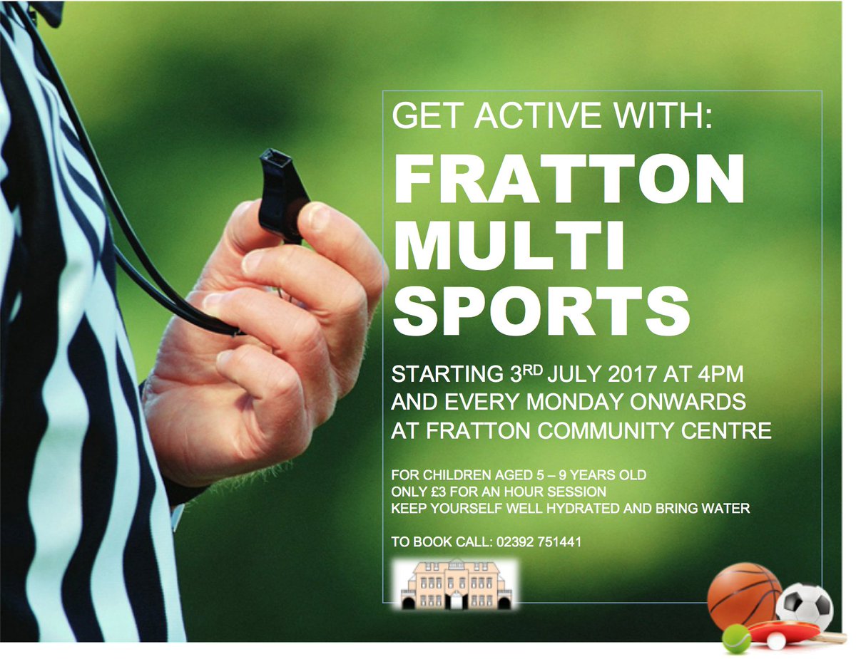 Fratton_CC's tweet photo. Multi-Sports sessions for children aged 5-9, starting next Monday, 4PM. #change4life #healthykids https://t.co/aMPW3t8tuR
