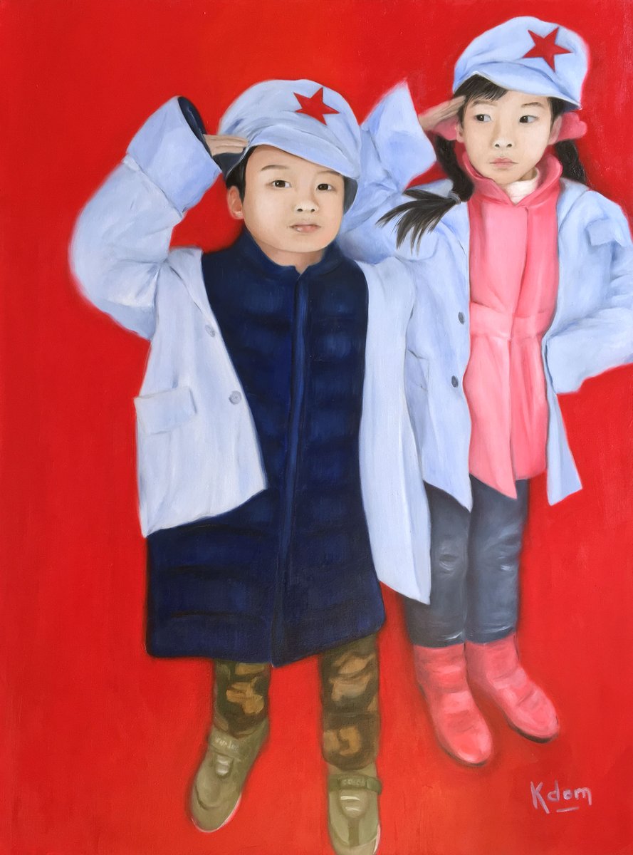 OliviaKoudrine's tweet photo. "Les enfants de Mao 2017" huile sur toile 116x89 #Kdom #peinture #huilesurtoile #Chine #Mao https://t.co/F0b1aCx6CM