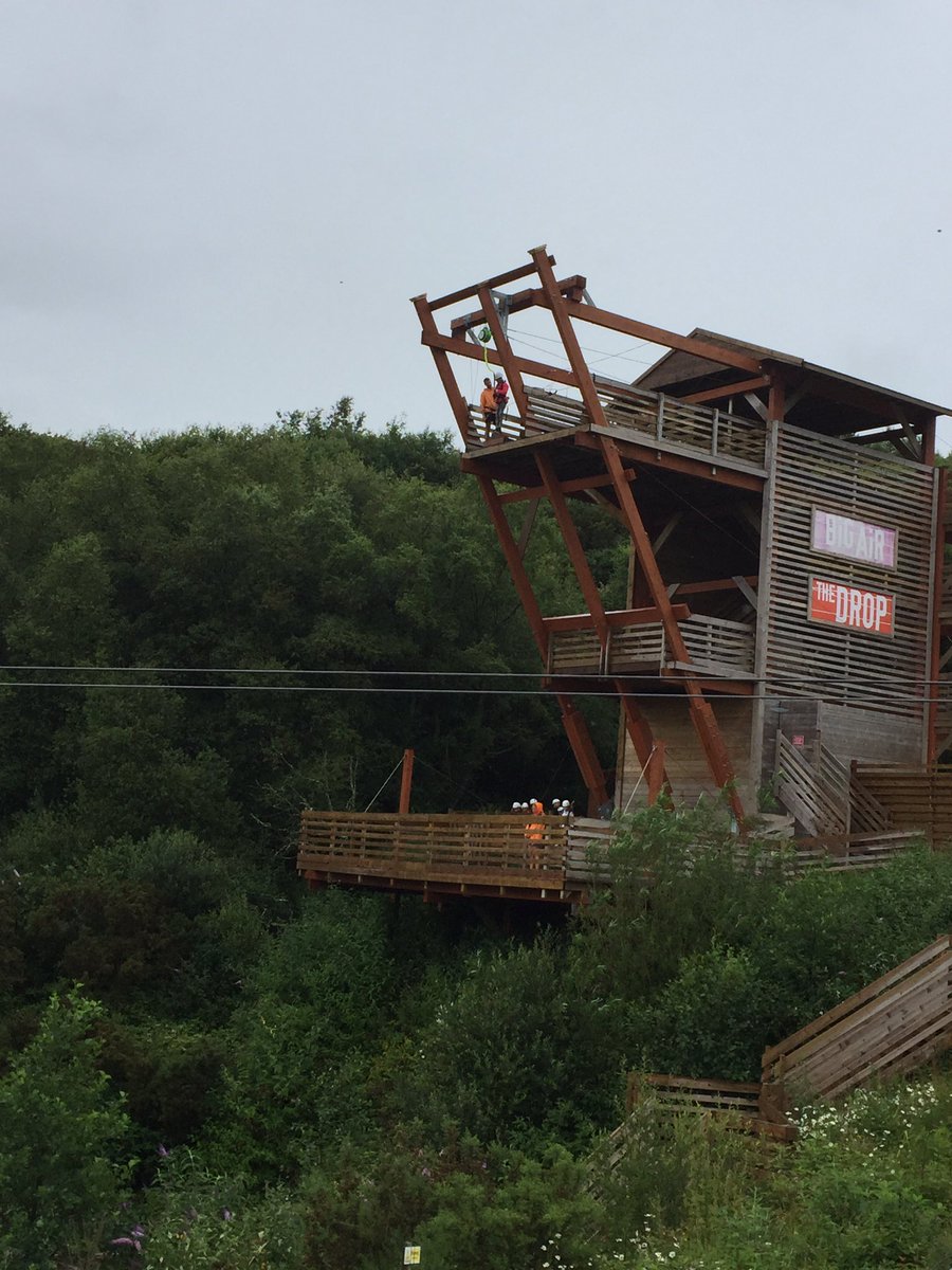 Skye taking the big drop at the Eden Project - first to take the challenge showing great courage!