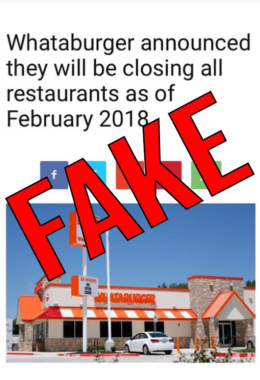 Whataburger's tweet photo. An article is being circulated stating that Whataburger will be closing all stores.  This article is a hoax, and we aren’t going anywhere. https://t.co/Y6dF97urBO