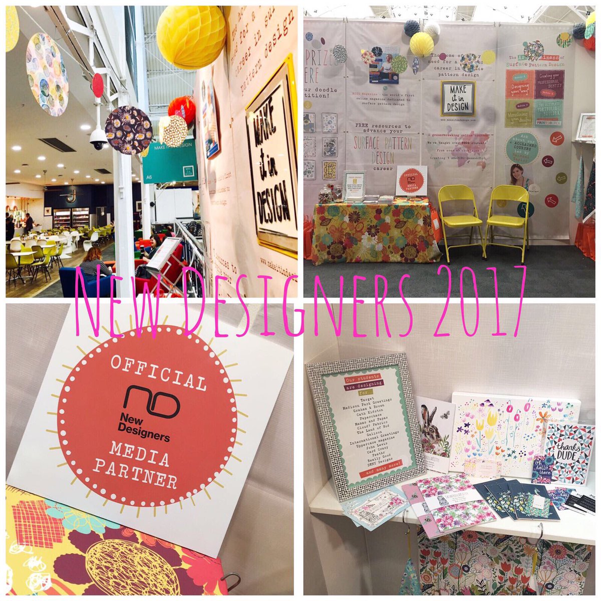 MakeitinDesign's tweet image. Our stand @NewDesigners is looking very colourful! #nd17 #makeitindesign