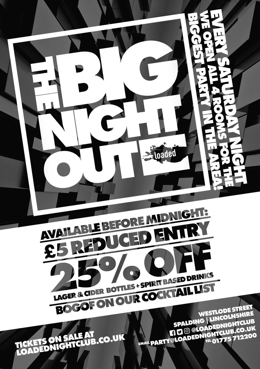 LoadedNightclub's tweet photo. Reduced Entry before midnight this Saurday!! https://t.co/baJF4FppHM