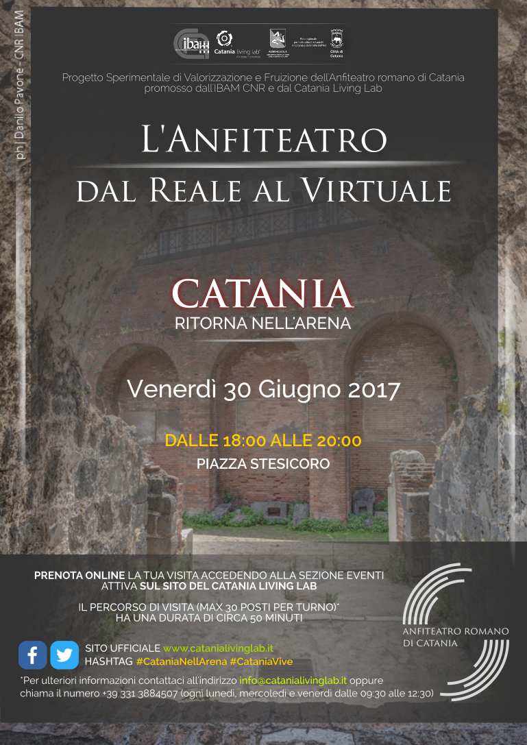 CT_LivingLab's tweet photo. #Catania 30/06 #CataniaRitornaNellArena per scoprire "L’Anfiteatro dal reale al #virtuale” ► PRENOTA subito ► https://t.co/ng3atIjD0b https://t.co/F3vEmiSazY