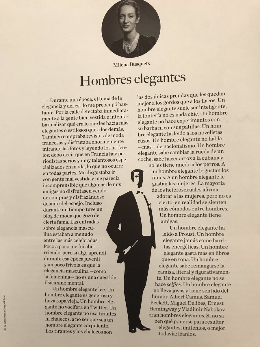 “Un hombre elegante jamás come barritas energéticas.”

Cómo no te voy a querer, Milena.