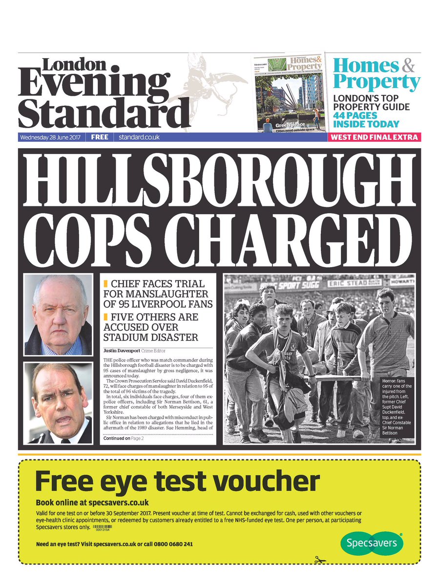 Image result for evening standard hillsborough cops charged