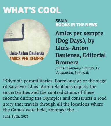 TheBookstage's tweet photo. #News With AMICS PER SEMPRE Lluís-Anton Baulenas has reached a high level of maturity @JuliaGuillamon @PontasAgency https://t.co/Js6Zx7rYDP https://t.co/p7XK06FcIh