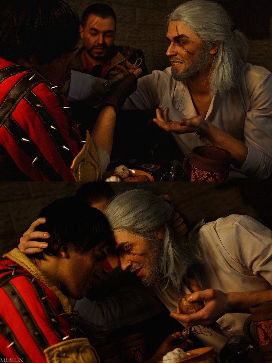 MilliganVick's tweet photo. #TheWitcher3 - Drunk Witchers 
Andrey as #Geralt, GrimorumFame as #Eskel, Max as #Lambert, photo by me #cosplay @CDPROJEKTRED https://t.co/WwB1nA3UoQ