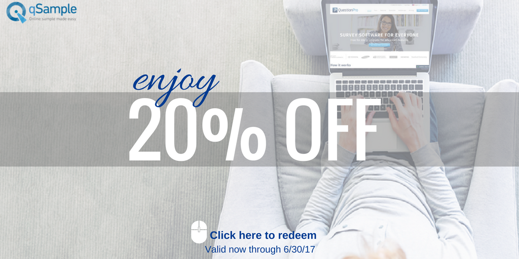 RudlyRaphael's tweet photo. We're offering 20% off your next sample purchase! email sample-projects@questionpro.com to redeem. #marketresearch #consumers #qSample https://t.co/f89Idb4CjQ