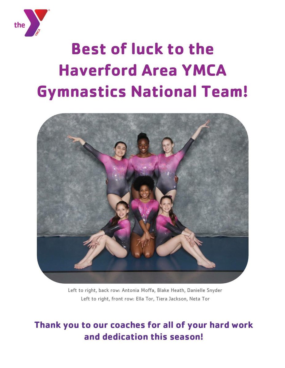 PhillYMCAmy's tweet photo. Best of luck to our HAY gymnasts and Coaches as they take on Nationals!! #haysports @HeatherRago @davidmullin18 @YMCAKoch @pfvYMCA https://t.co/jWVPBI5dMI