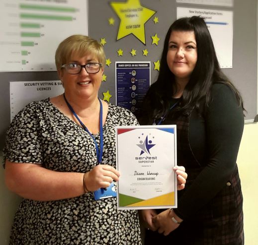 AtalianServest's tweet photo. Congratulations to @DianeWincup  who's been recognised as a #ServestSuperstar.  @Beau_Rothwell  had the pleasure of presenting the award 👏 https://t.co/1yWDz44mQb