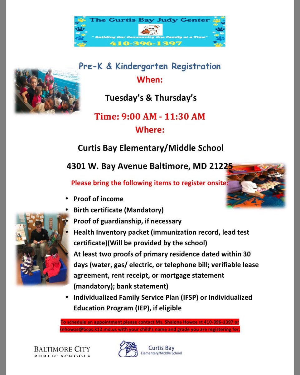 Parents please remember that our PreK and K registration is each Tues and Thurs from 9-1pm!