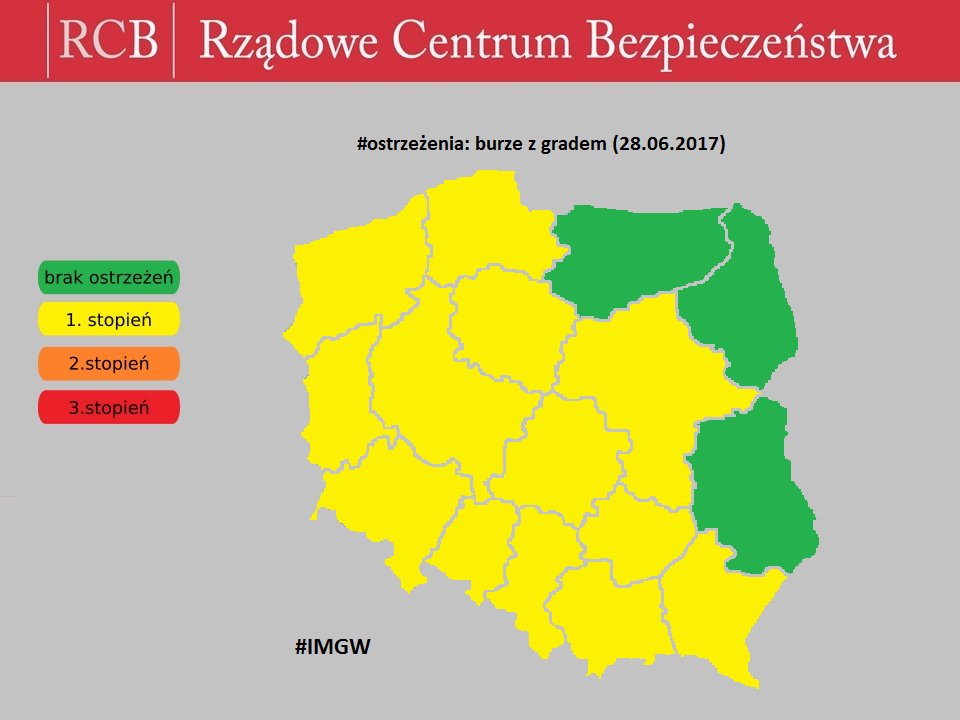 #ostrzeżenia 1.stopnia #IMGW: burze z gradem możliwe niemal w całym kraju. Zachowajcie ostrożność. #pogoda #burza #wakacje