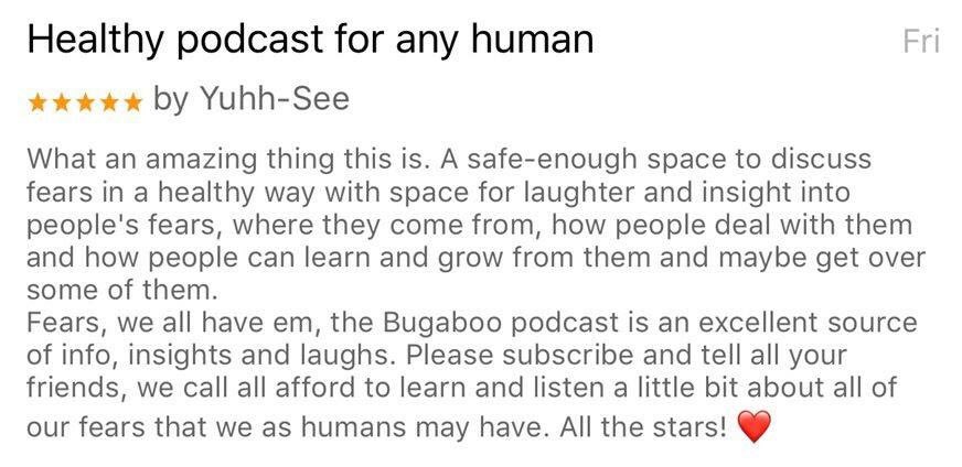 bugaboopodcast's tweet image. Great review for the podcast! I know @DavidMascorro &amp;amp; @KellyAnnR really appreciate it. Thanks @YosShallman