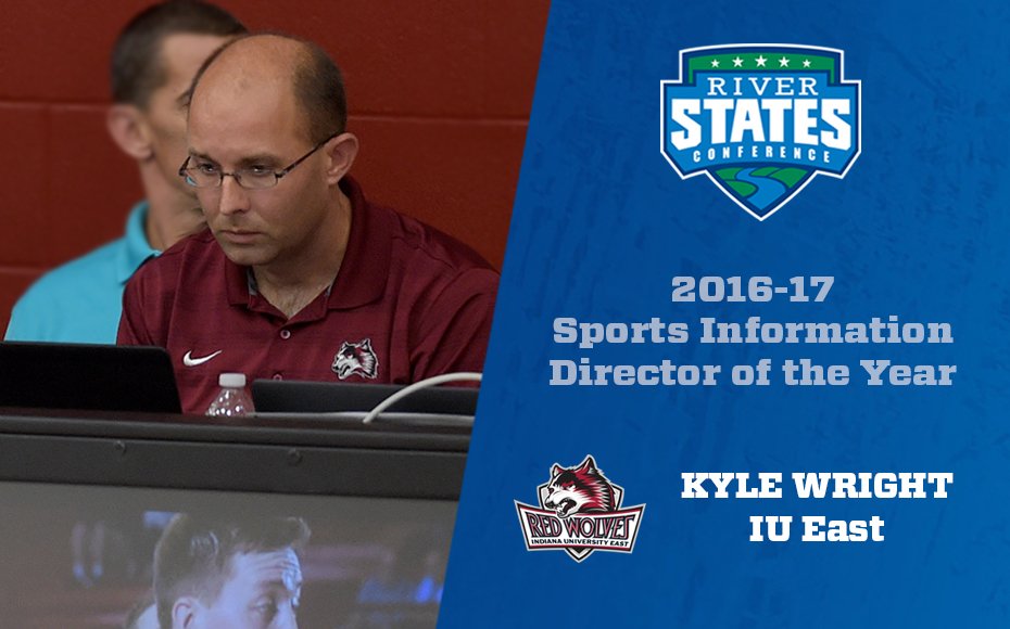RiverStatesConf's tweet photo. IU East's Kyle Wright named #RSC Sports Information Director of the Year #ReSpeCt #NAIA - https://t.co/nxMpEcxunI https://t.co/MXMfs4driC