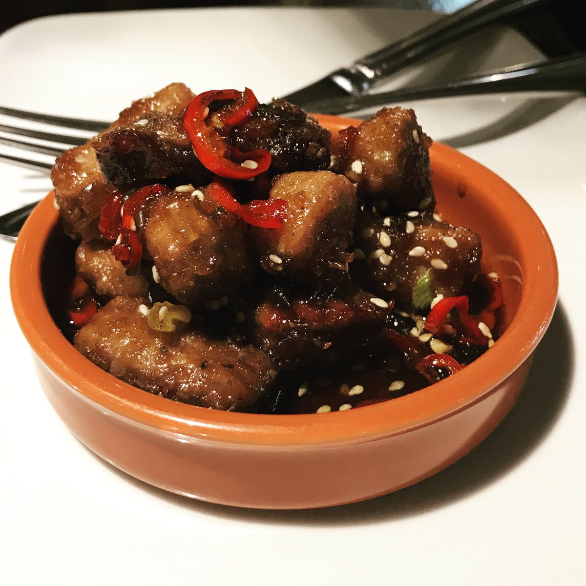 Get out of the rain and into our #WineBar for some bar tapas. Try our new crispy teriyaki beef. #BarTapas #Harrogate