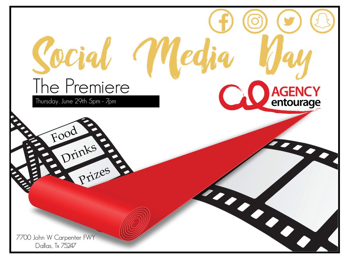 AgencyEntourage's tweet photo. Today's the last day to RSVP to our premiere of #SMDay, June 29th! What will you tweet about if you don’t go? #AEGR8 https://t.co/41EFYU0gH2 https://t.co/i8hH8khyxA
