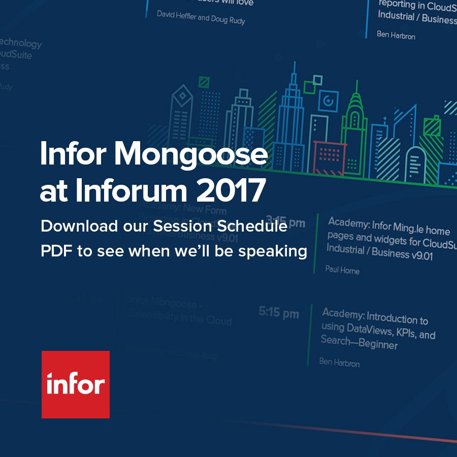 InforMongoose's tweet image. Download our session schedule to see when we&apos;ll be speaking.

tinyurl.com/inforum2017
