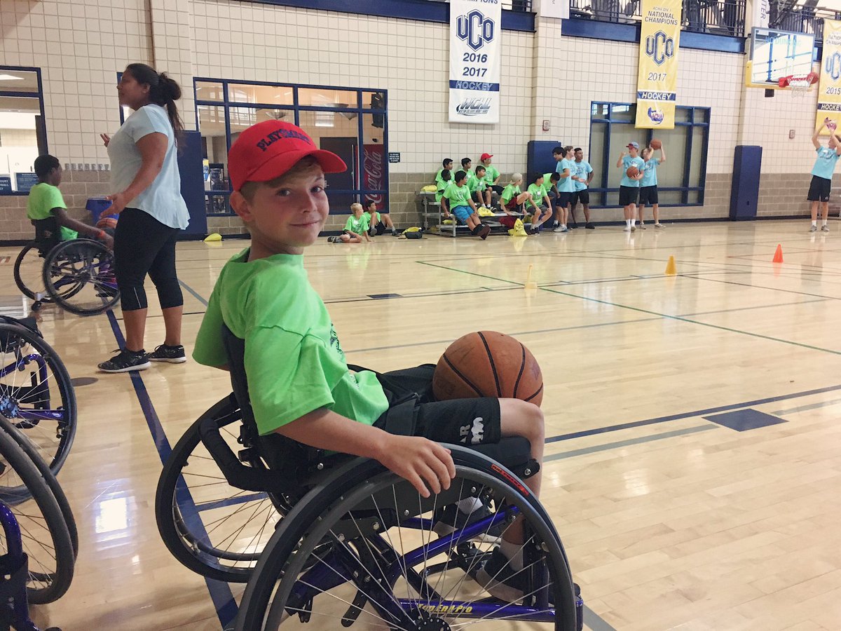 Wheelchair basketball. Ready, set, go! This guy was more than ready to hit the court. #okcplaysmart2017