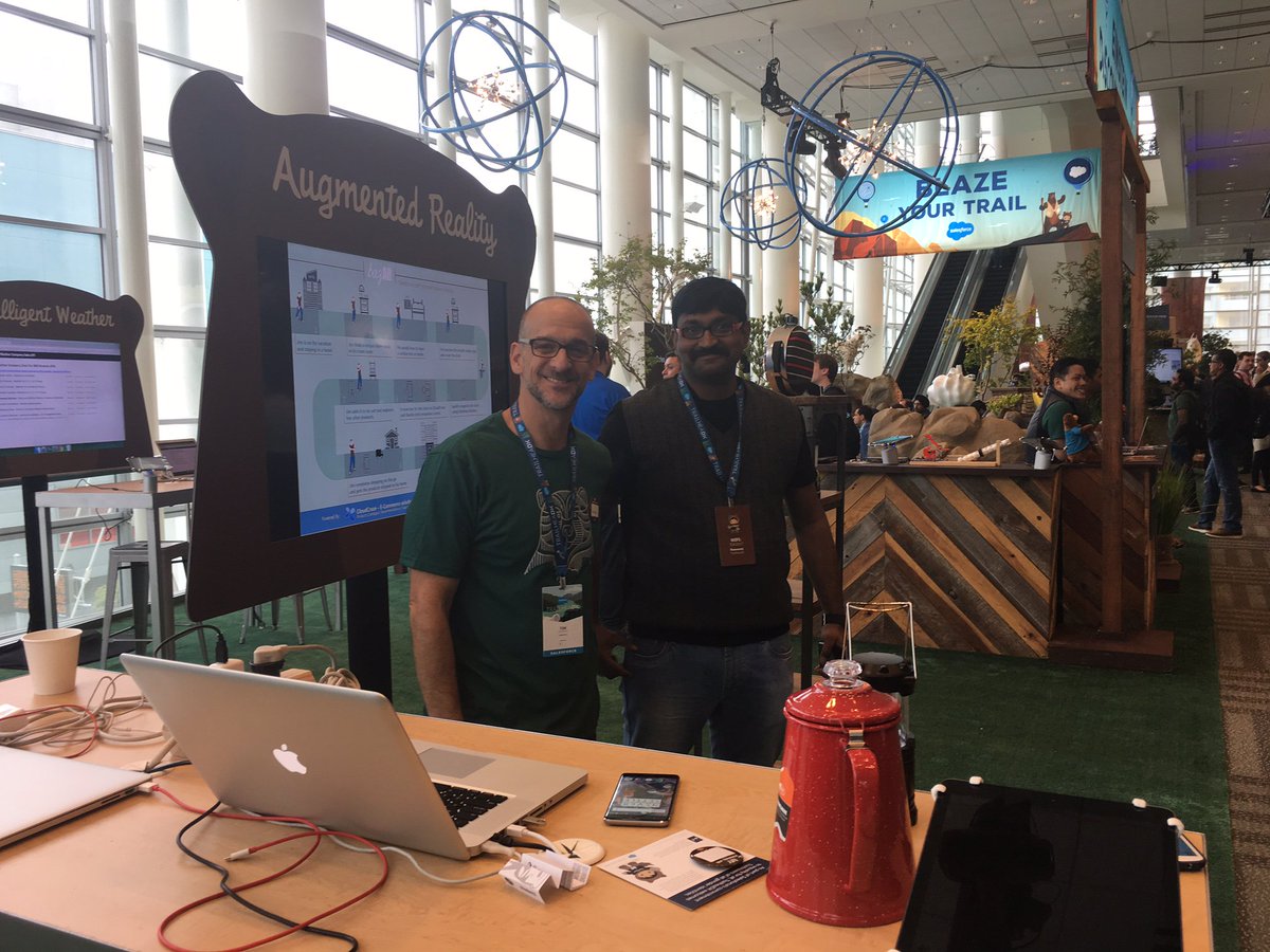 jpowrie's tweet photo. @NidalHaddad @jaysamit @FortuneMagazine @DeloitteDigital is at #Salesforce #Trailhead today showcasing AR integration to Einstein and Salesforce.  Great job @YagnaAkuluri https://t.co/S7tDjq6Ycl