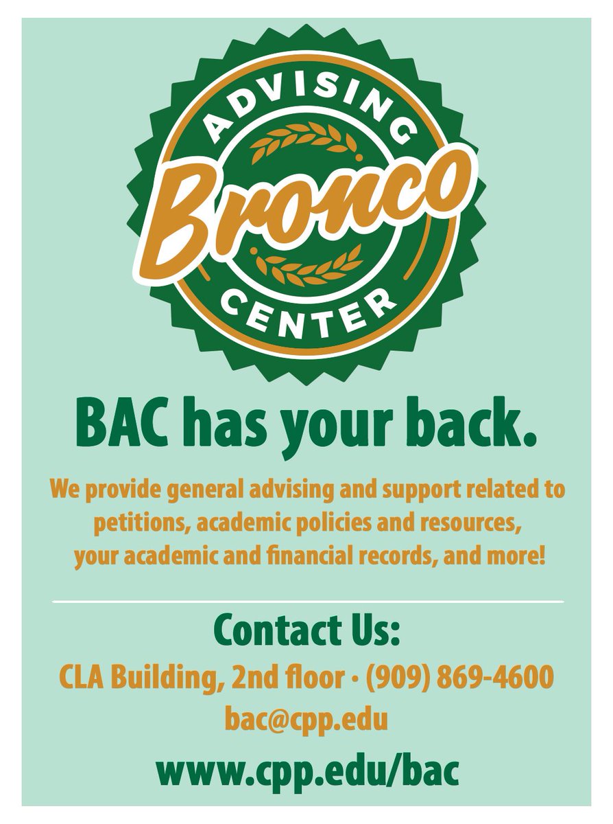 cppbac's tweet image. Today&apos;s the first day of @CPPOrientation 2017! We&apos;re excited to meet all of our newest @calpolypomona Broncos. Here&apos;s how we can help you: