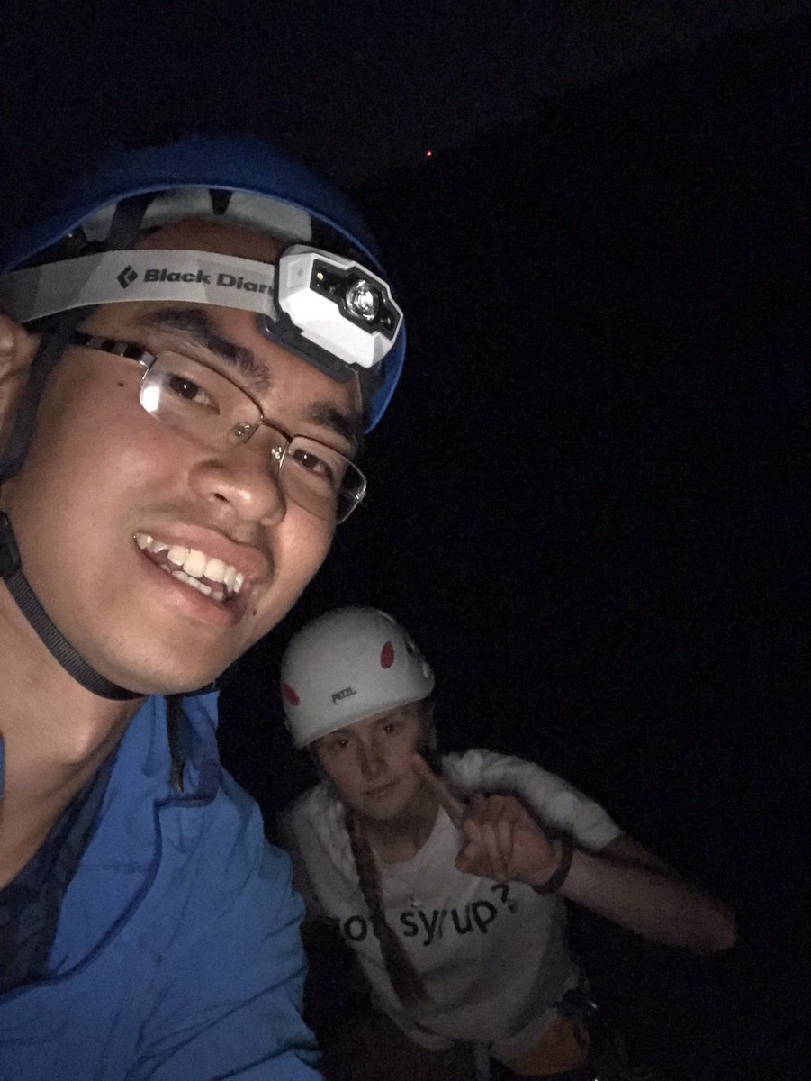 CC_OutdoorEd's tweet photo. Hoang and Sarah are super stoked to keep answering your questions alongside Connor and Olivia! Here's them night climbing yesterday! https://t.co/WYlJTQqcDm