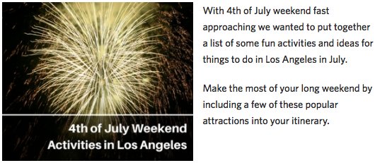 GoLACard's tweet photo. 🎆  Going to be in LA for the 4th of July weekend? Check out our picks for fun activities &amp; events: https://t.co/tCugMJ1zXS 🎆 https://t.co/lw1pW4EQfN