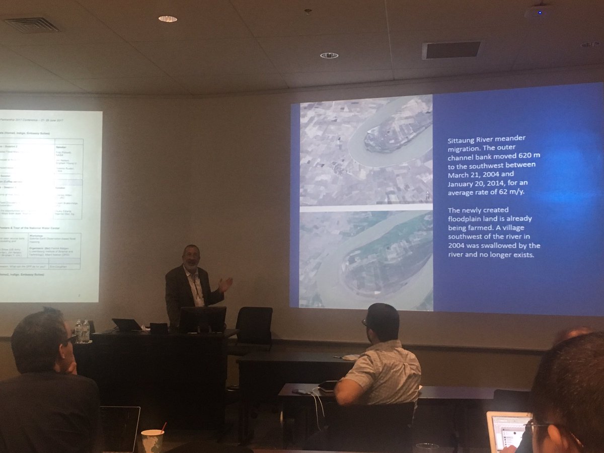wxpizza's tweet photo. Flood recovery needs to note in sediment rich areas, flood banks change. Sometimes controlled avulsions need to occur- Brakenridge #GFP2017 https://t.co/B40SuvkLac